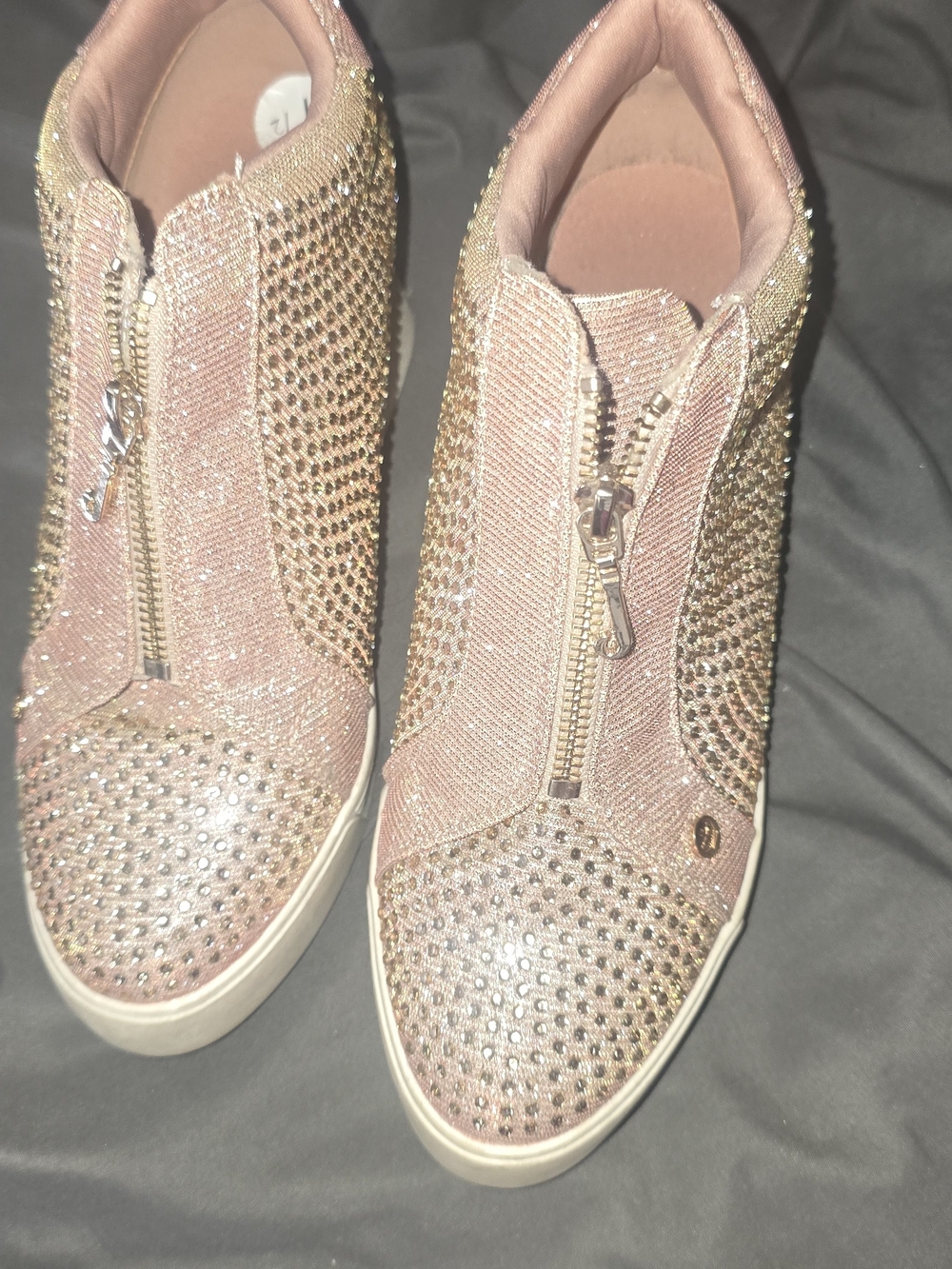 Rhinestone Zip Wedge Sneakers in Blush Pink - Picture 4 of 4
